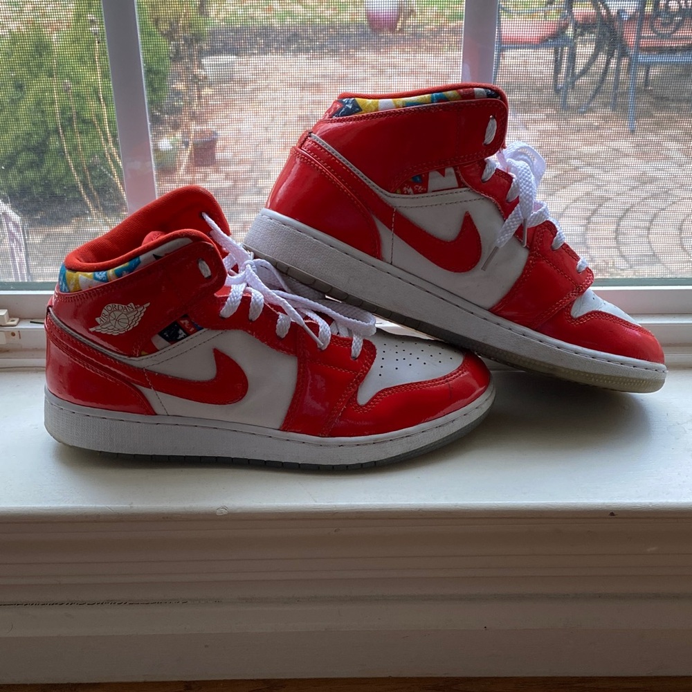 Jordan Red and White High-Top Sneakers